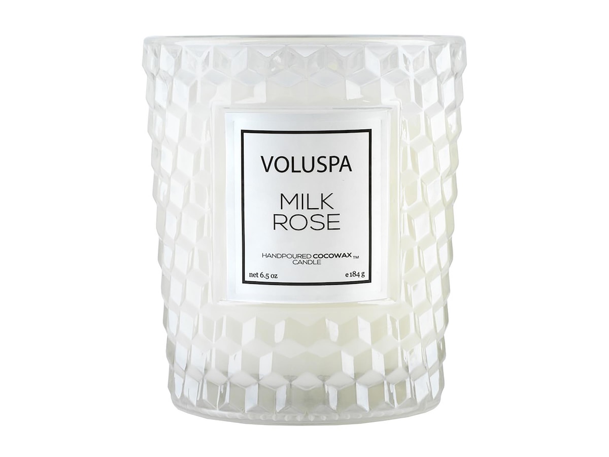 Milk Rose Textured Glass Candle