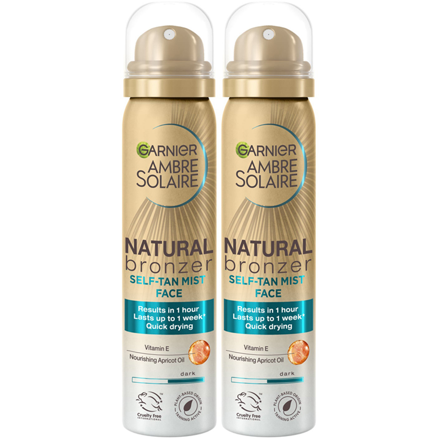 Garnier Duo Ambre Solaire Natural Bronzer Self Tan Face Mist Spray Dark