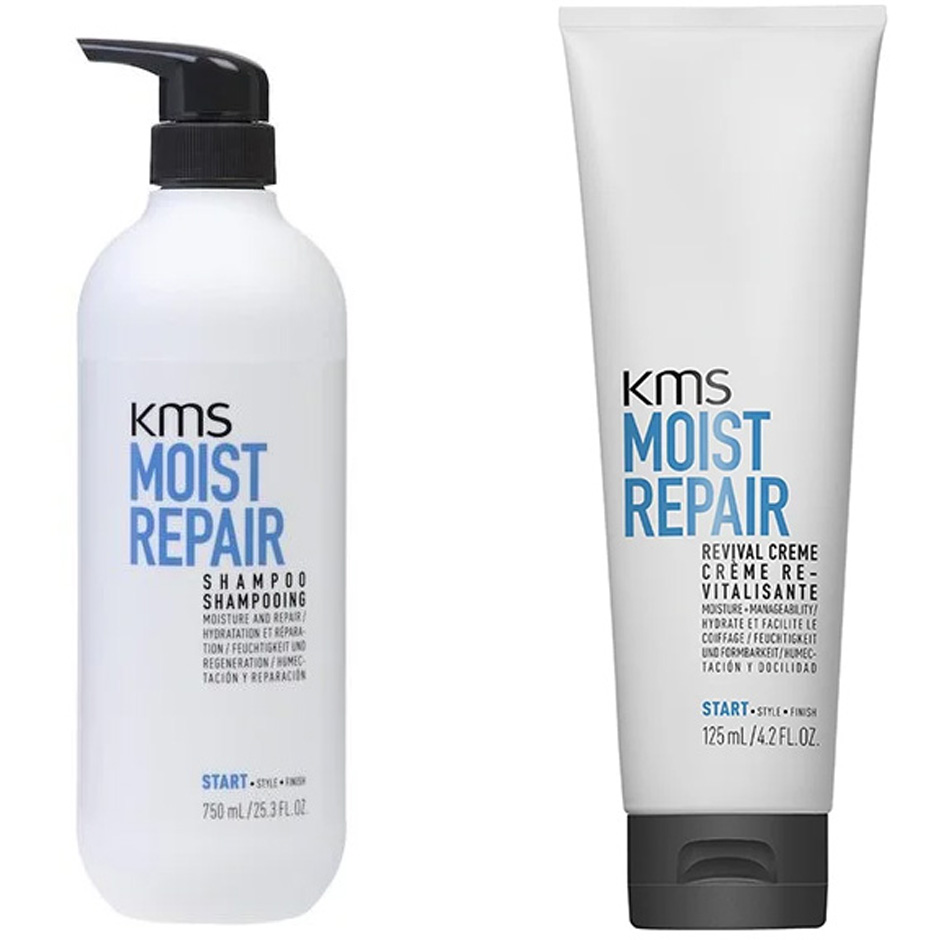 KMS Moist Repair Duo Shampoo 750 ml + Revival Cream 125 ml - 875 ml