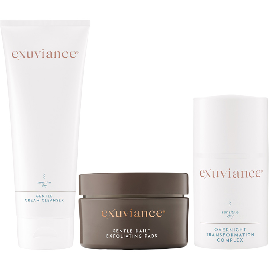 Exuviance Dry Skin Kit Gentle Cream Cleanser, Gentle Daily Exfoliating Pads, Overnight