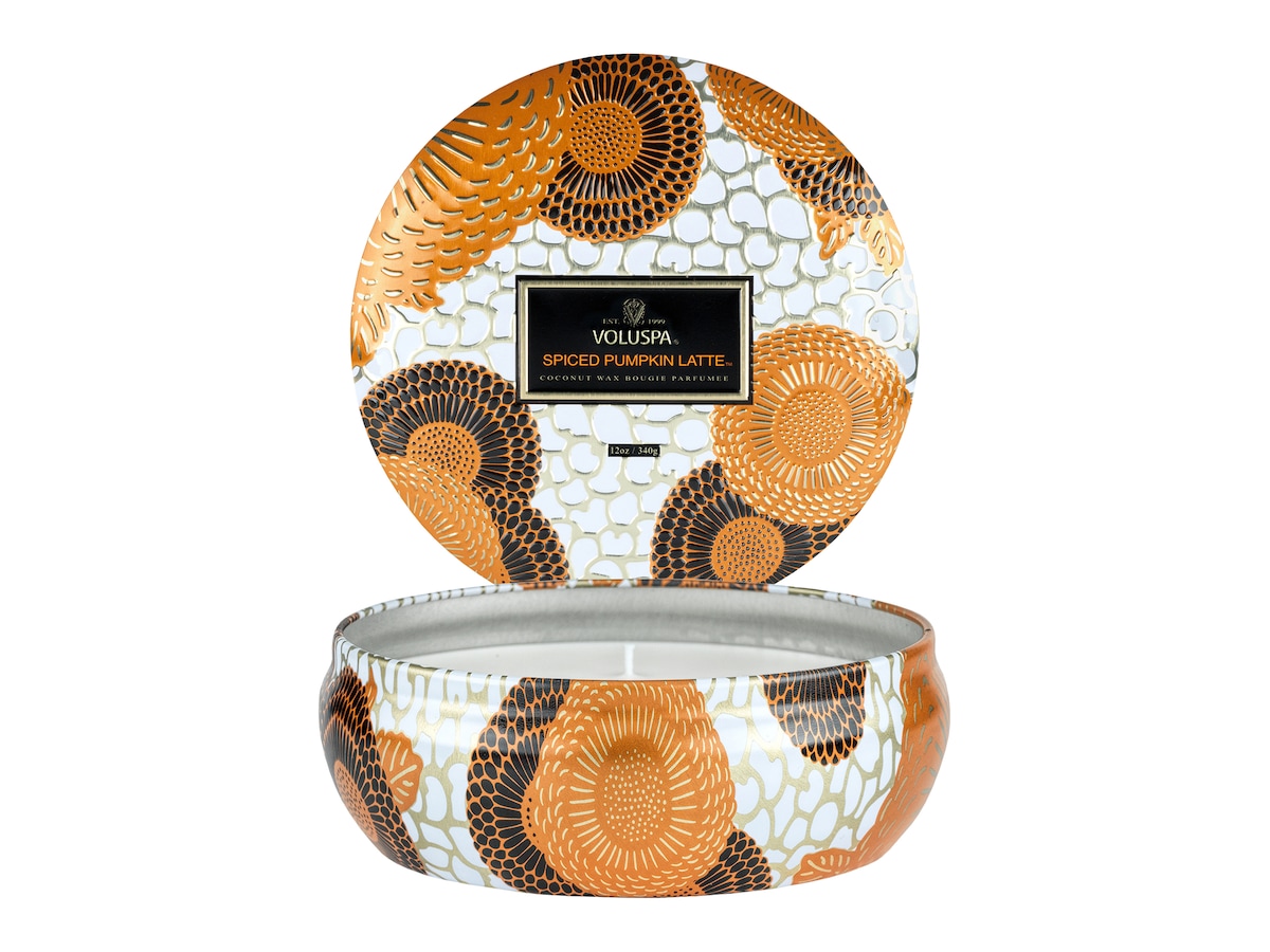 Voluspa Spiced Pumpkin Latte 3-Wick Decorative Tin Candle - 340 g