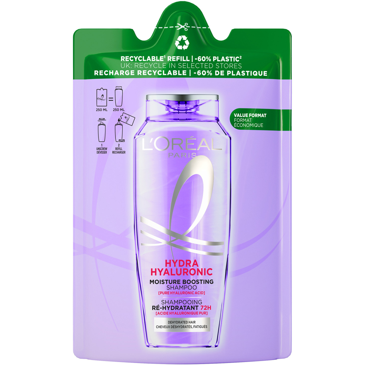 Elvital Hyaluron Plump Shampoo Refill For Dehydrated Hair