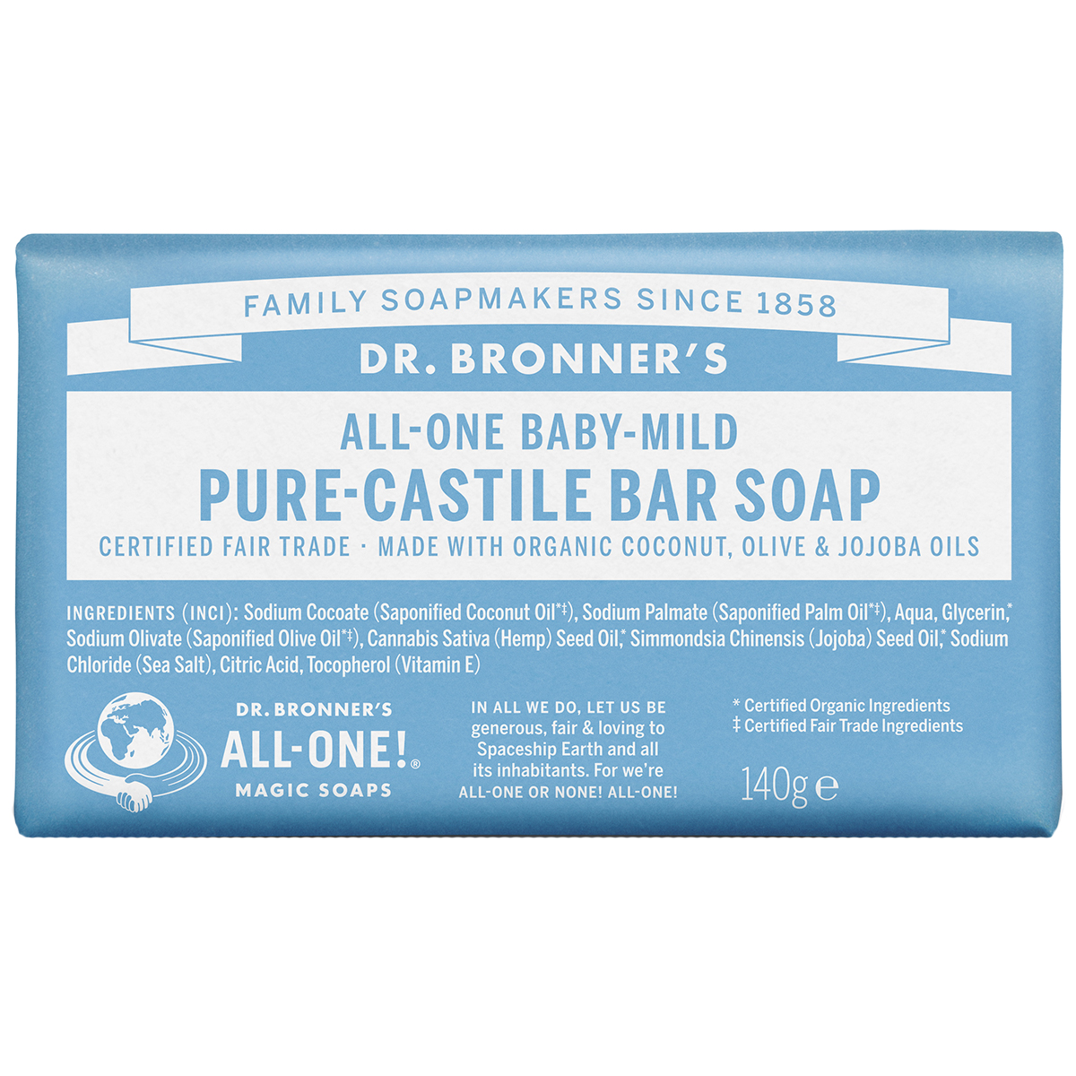 Dr. Bronner's Magic Soaps All-One Hemp Unscented Baby-Mild 140 g