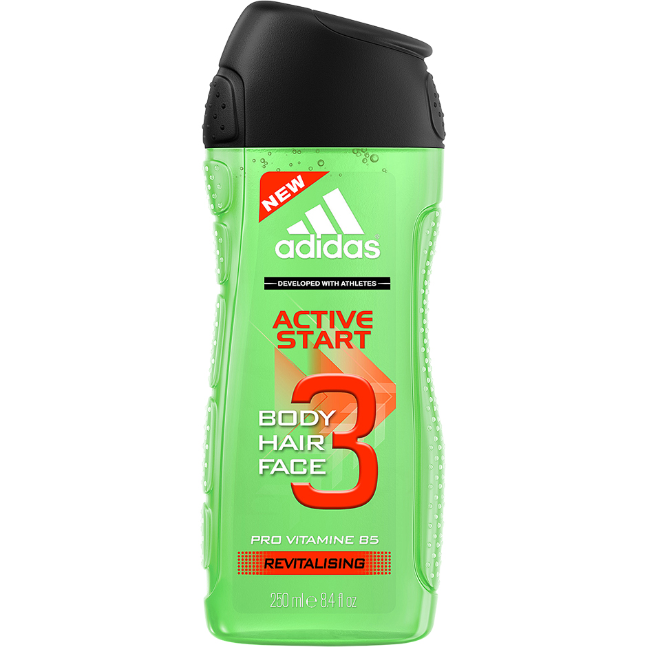 3 in 1 Active Start Shower Gel, 250 ml Adidas Suihkugeelit